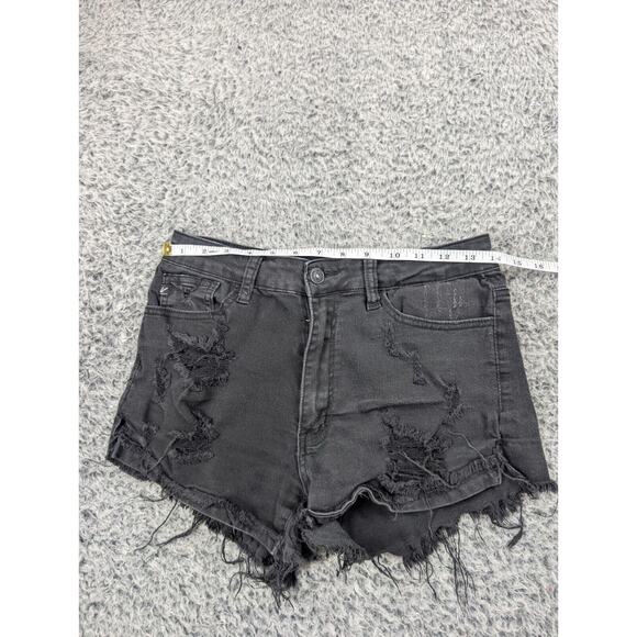 Kancan Shorts Women 28 Black Denim Distressed Normcore Casual Stretch High Rise - Picture 4 of 8